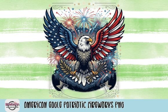American Eagle Patriotic Fireworks PNG