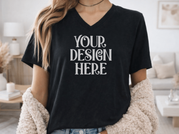Bella Canvas 3005 Black V-Neck Mockup: A Designer’s Essential Tool for Showcasing T-Shirts