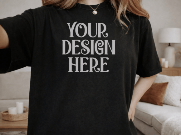 Comfort Colors 1717 Black Shirt Mockup: Elevate Your Design Presentations with Realistic Style