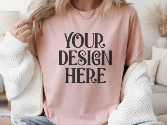Heather Peach Bella Canvas 3001 Mockup
