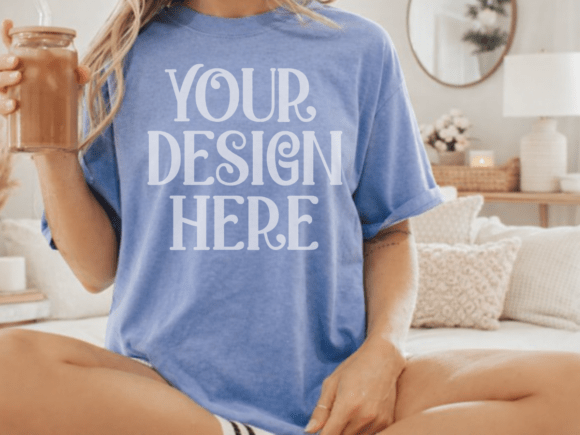 Mystic Blue Comfort Colors C1717 Mockup: A Natural Choice for Product Showcasing