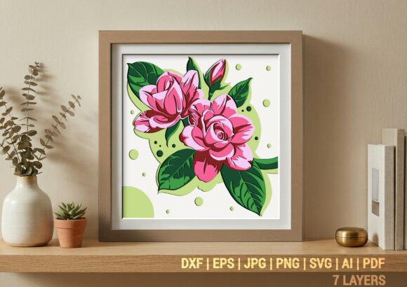 Romantic Pink Rose 3D Floral Shadow Box